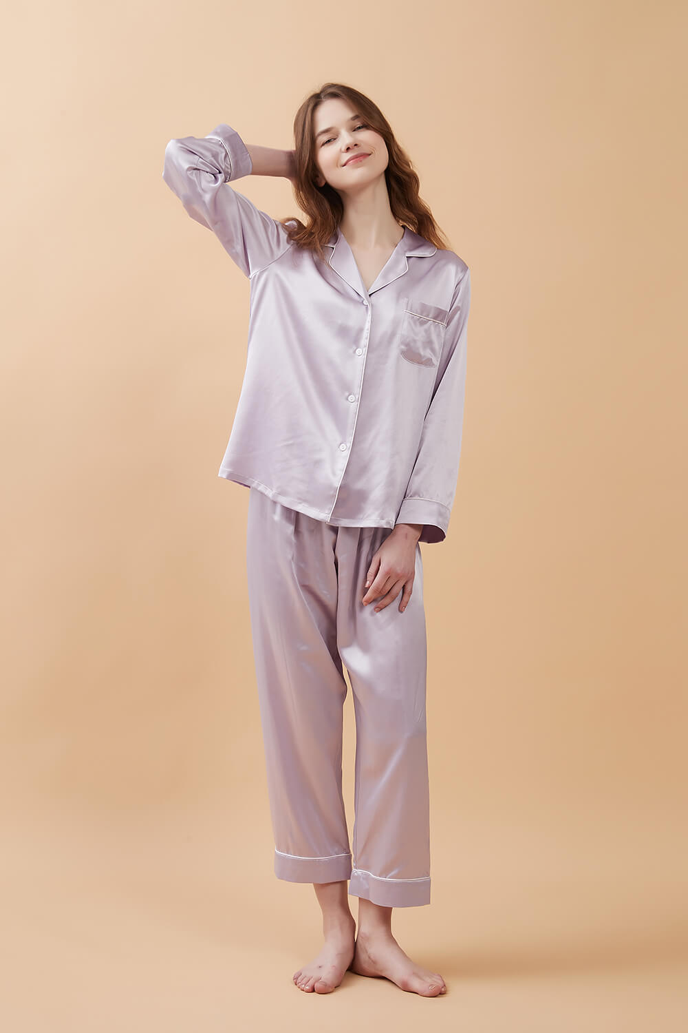 Silk Pajamas Set - Lilac - BASK™