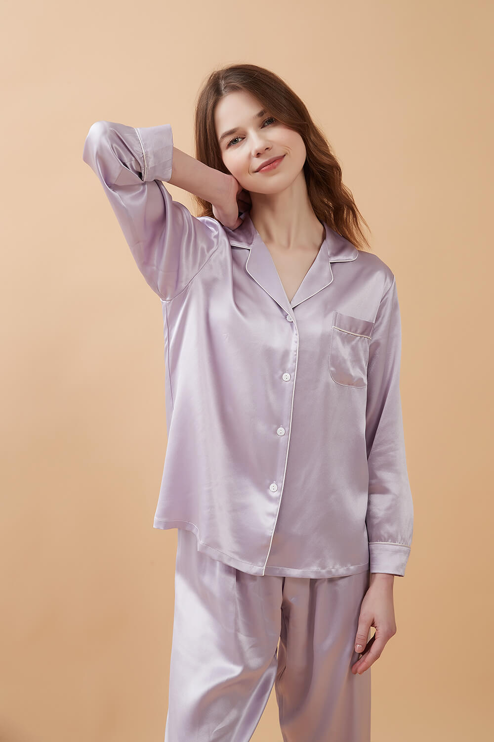 Silk Pajamas Set - Lilac - BASK™