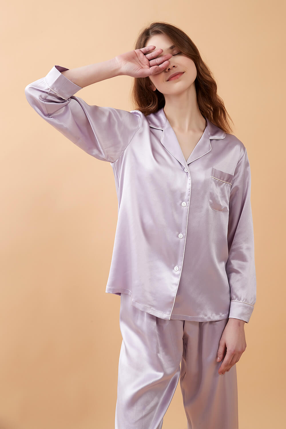 Silk Pajamas Set - Lilac - BASK™