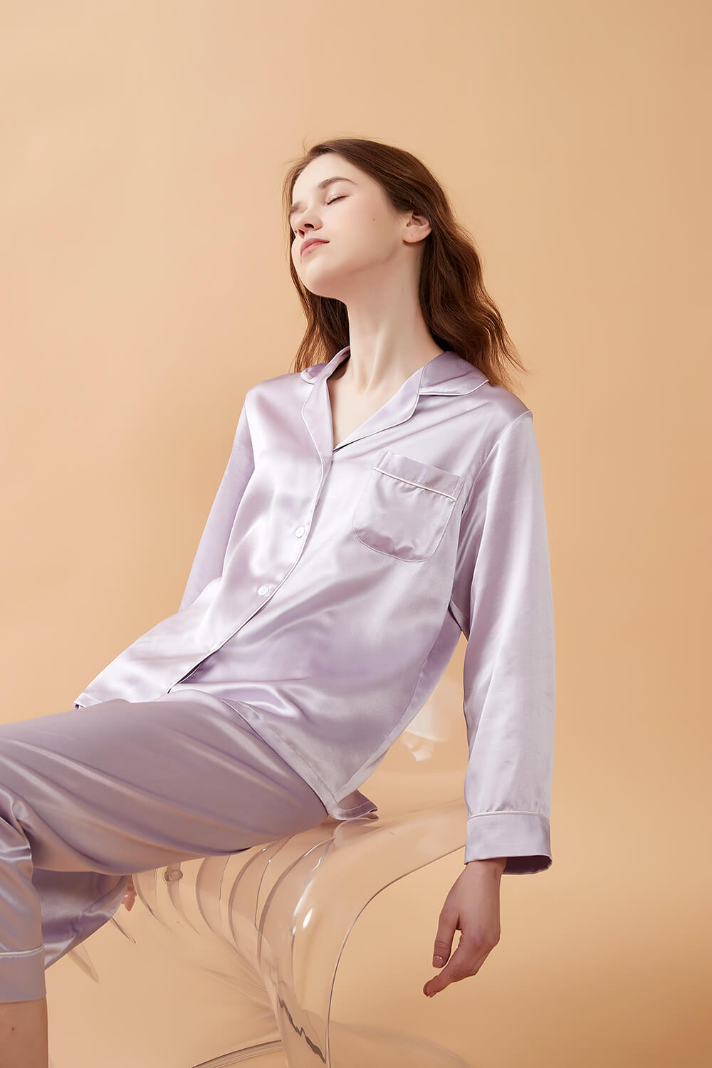 Silk Pajamas Set - Lilac - BASK™