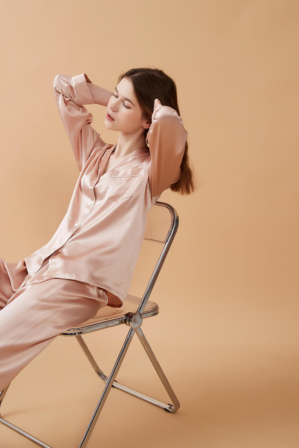 Silk Pajamas Set - Sand Pink - BASK™