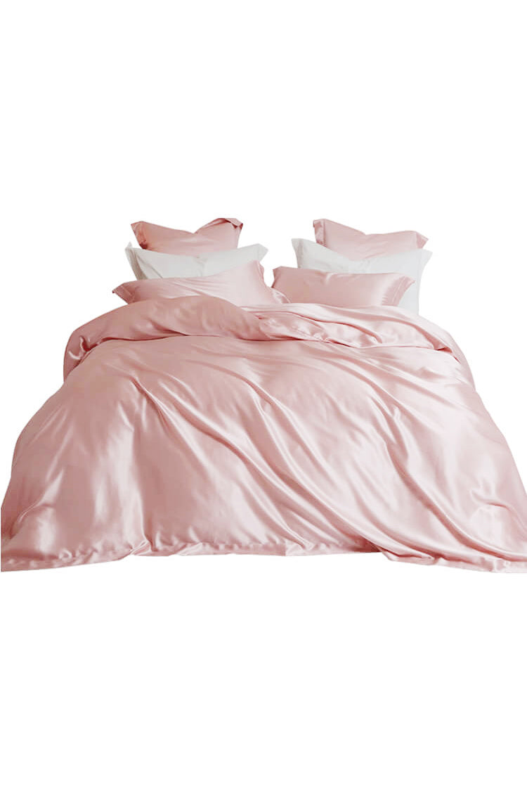 Silk Fitted Sheet and Silk Duvet Cover Full Set- California King Size - BASK™