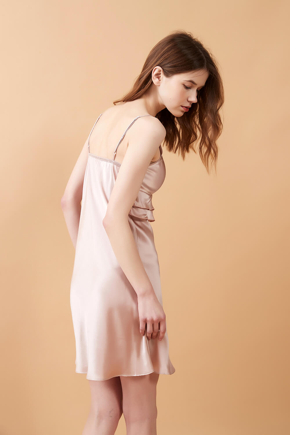 Padded Silk Night Dress Mini with Ruffles - BASK™