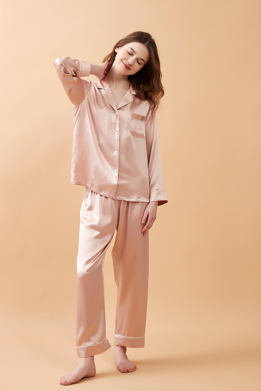 Silk Pajamas Set - Sand Pink - BASK™