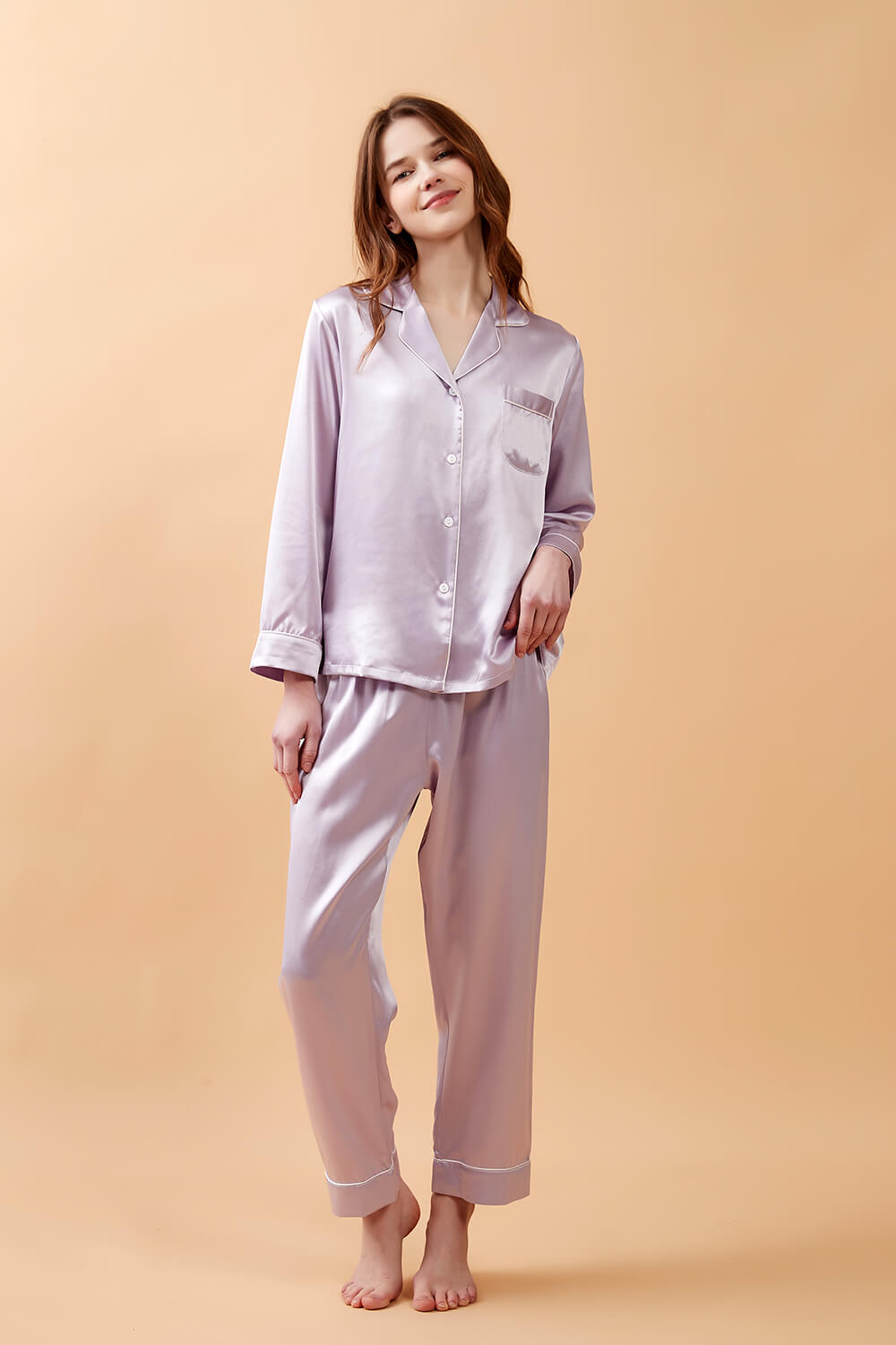 Silk Pajamas Set - Lilac - BASK™