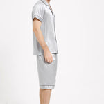 Silver Classic Men's Silk Pajamas Short Set - BASK™