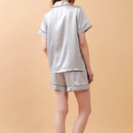 Silver Classic Silk Pajamas Shorts Set - BASK™