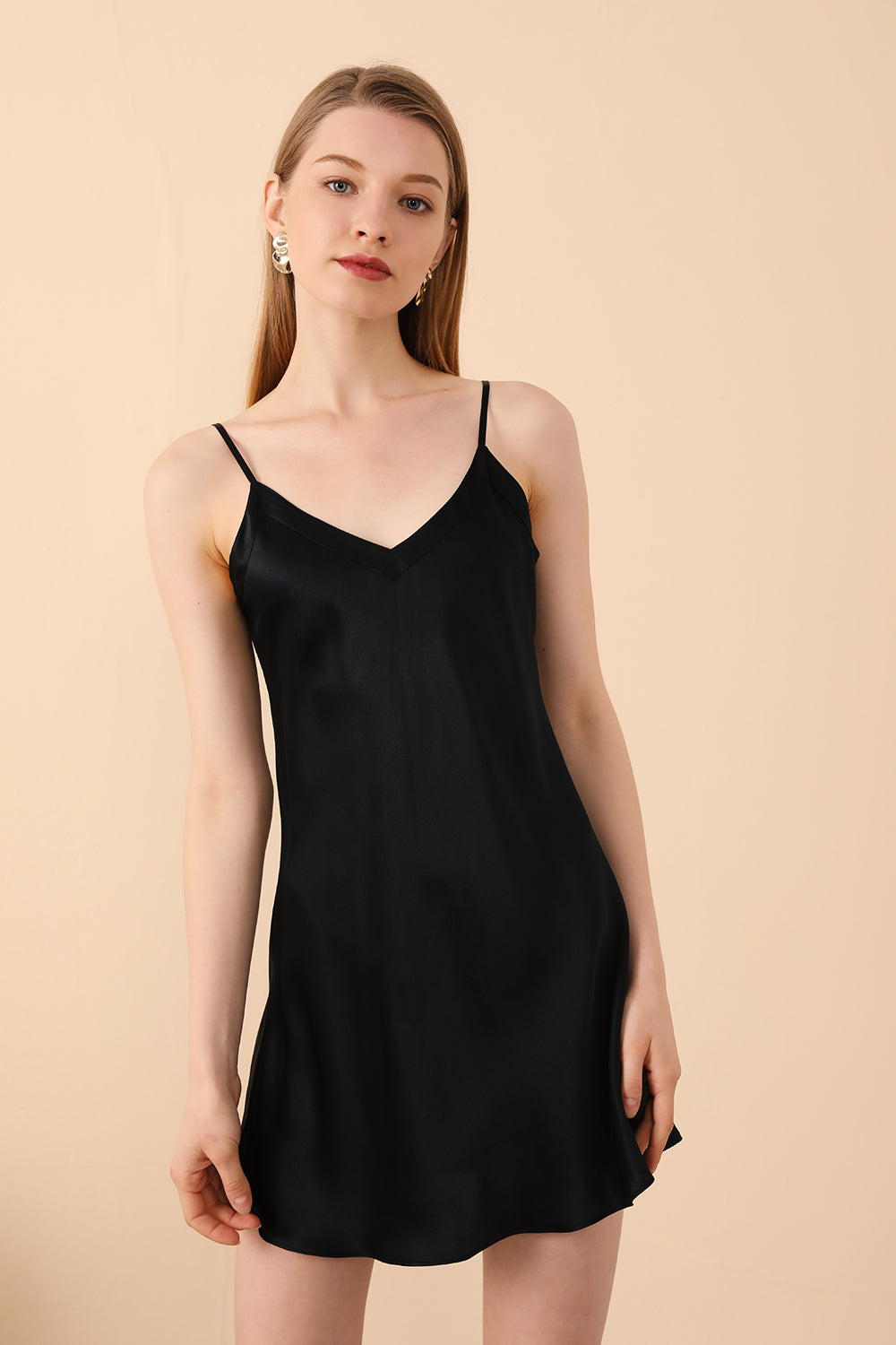 Silk Chemise in Black - BASK™