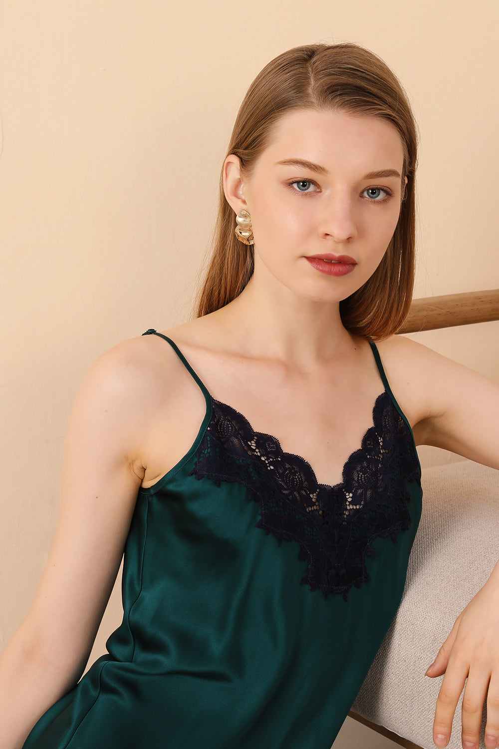 Silk Chemise with Lace - BASK™