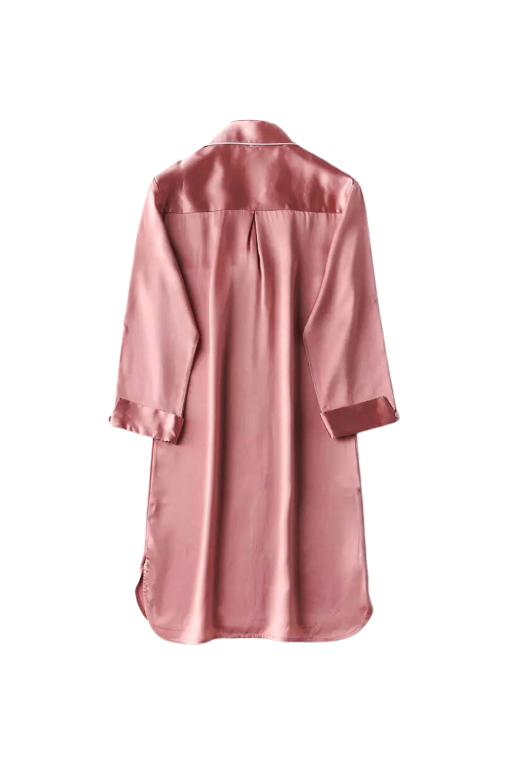 Silk PJs Shirt Dress in Pink - BASK™