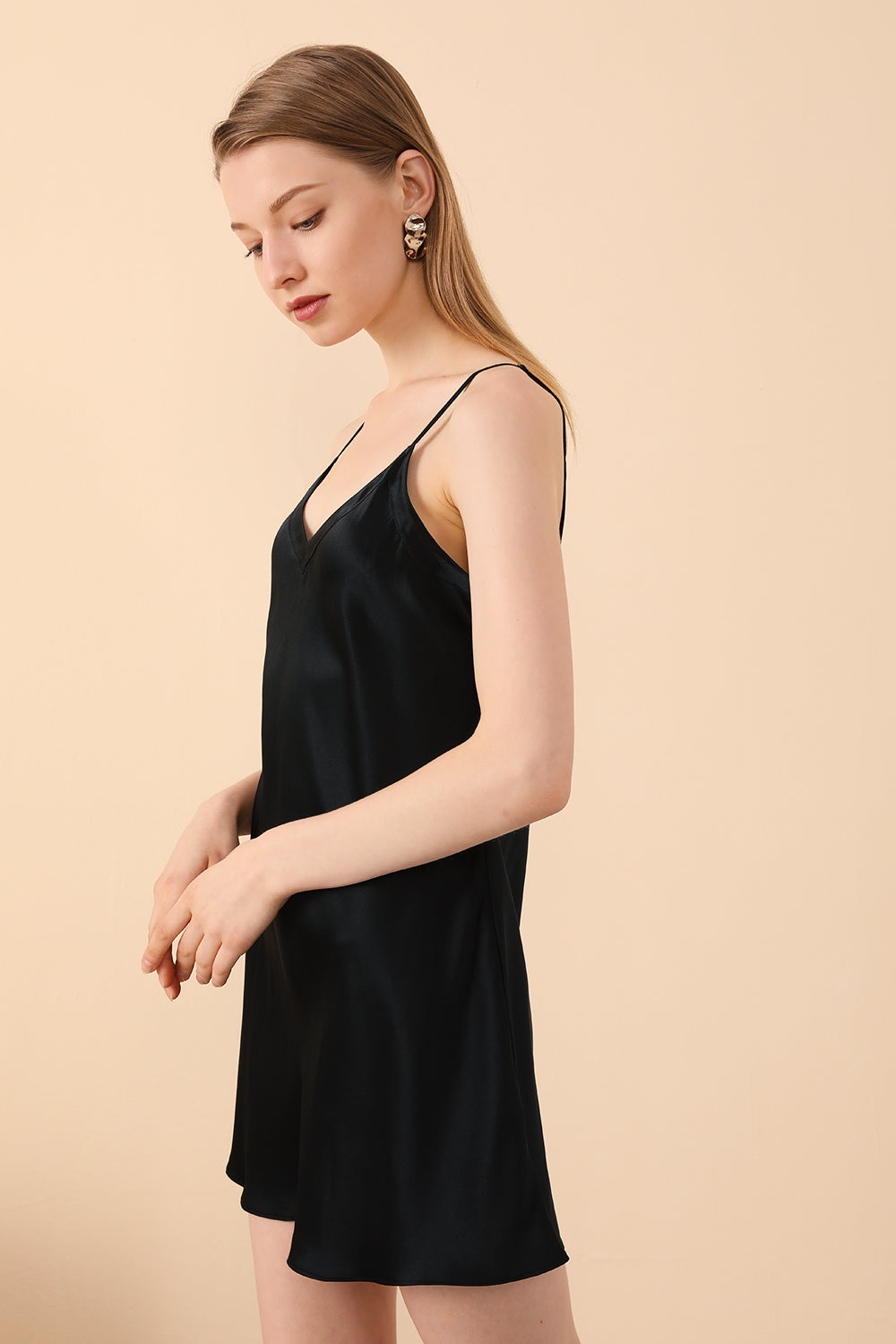 Silk Chemise in Black - BASK™