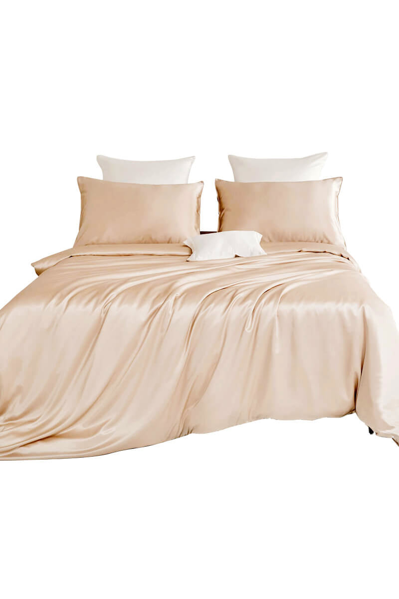 Silk Fitted Sheet and Silk Duvet Cover Full Set- King Size - BASK™