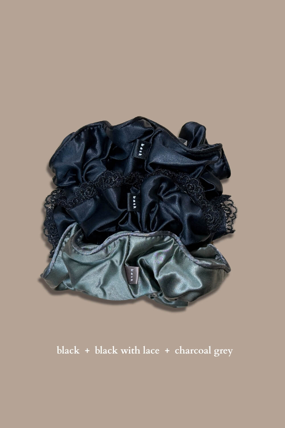 XXL Silk Scrunchies with trimming Set of 3