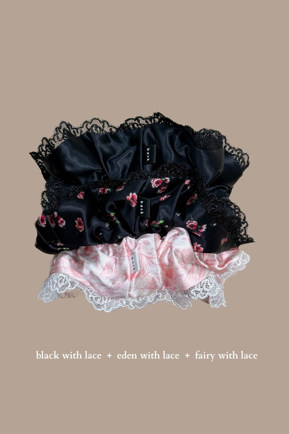 XXL Silk Scrunchies with trimming Pack of 3