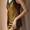 Silk Pajamas with Embroidered Lace Motifs in Olive - BASK™