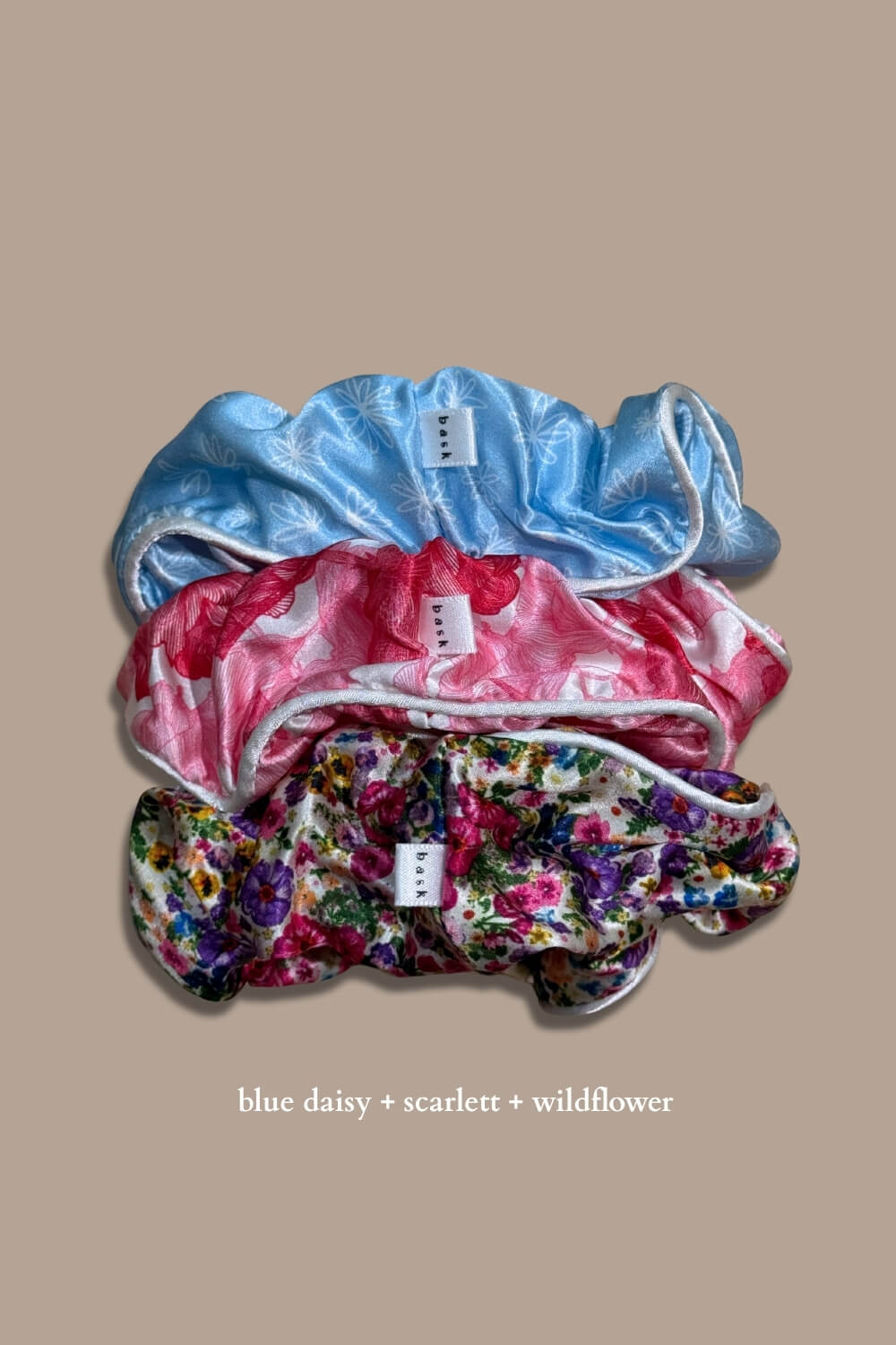 XXL Silk Scrunchies with trimming Pack of 3