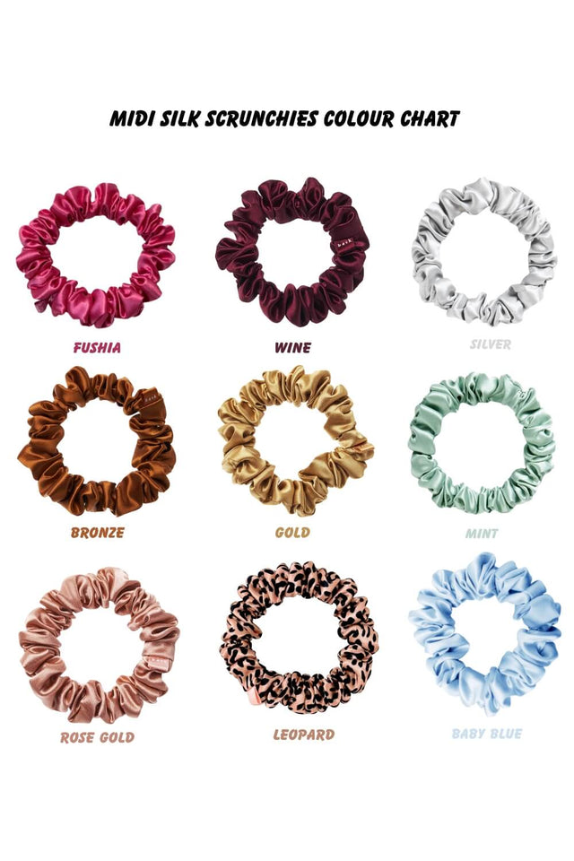 5Pcs Bundle Pure Silk Classic Hair Scrunchies - 2cm