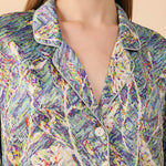 Long Sleeved Silk Pajama Set in Print - BASK™