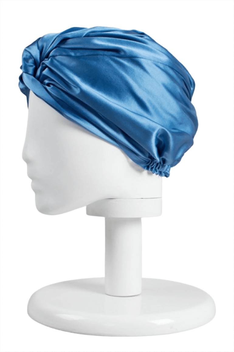 Silk Bonnet | Silk Hair Wrap (Double-Lined) - Blue - BASK ™