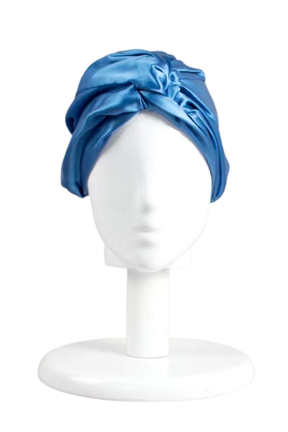 Silk Bonnet | Silk Hair Wrap (Double-Lined) - Blue - BASK ™