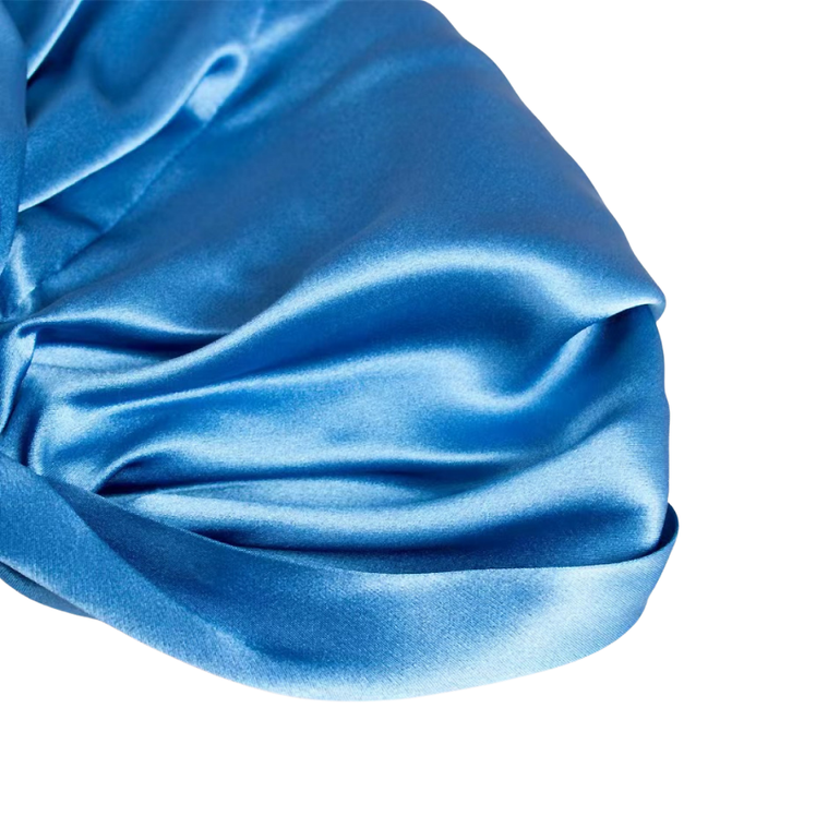 Silk Bonnet | Silk Hair Wrap (Double-Lined) - Blue - BASK ™