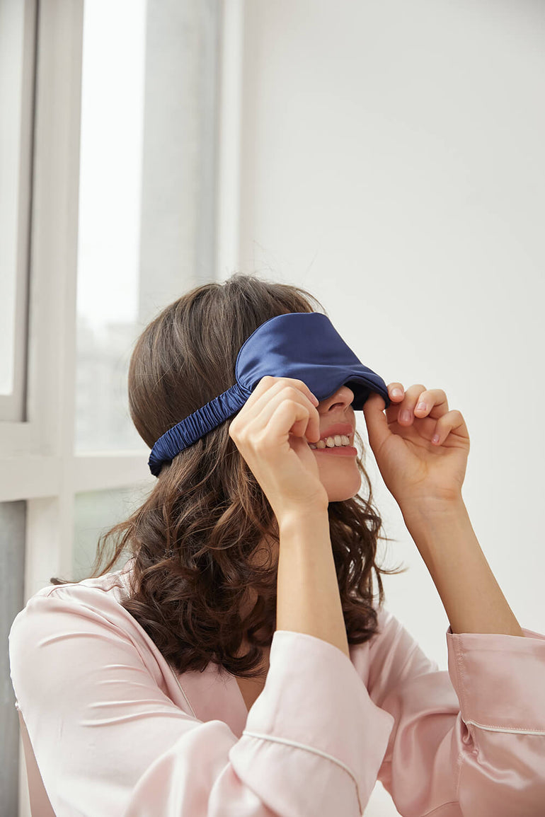 Silk Sleep Mask - Navy Blue - BASK ™