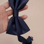Pre-tied Silk Bow Tie - Navy Blue - BASK™