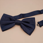 Pre-tied Silk Bow Tie - Navy Blue - BASK™