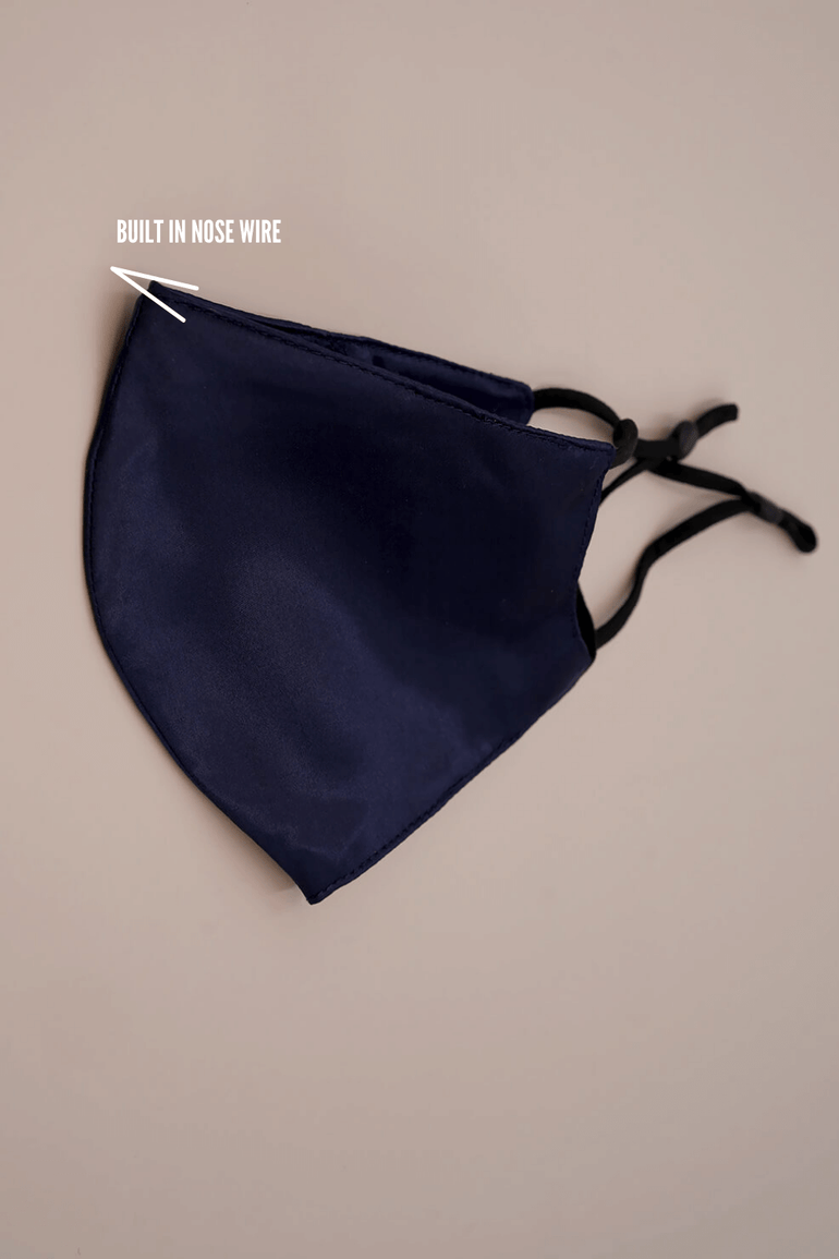 STELLAR Silk Face Mask - Navy (with Nose Wire and Filter Pocket) - BASK ™
