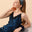 Silk Pajamas with Embroidered Lace Motifs in Midnight Blue - BASK™