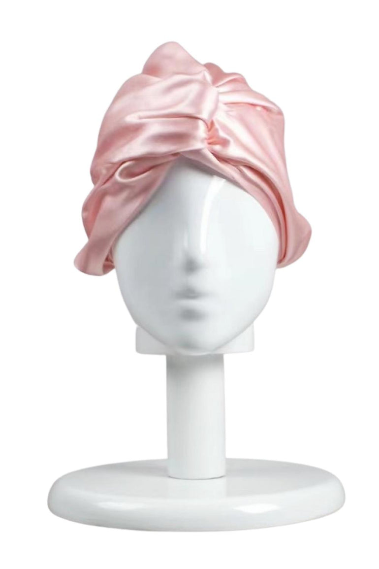 Silk Bonnet | Silk Hair Wrap (Double-Lined) - Pink - BASK ™