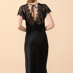 Black Silk Sleepwear with Lace Trims - BASK™