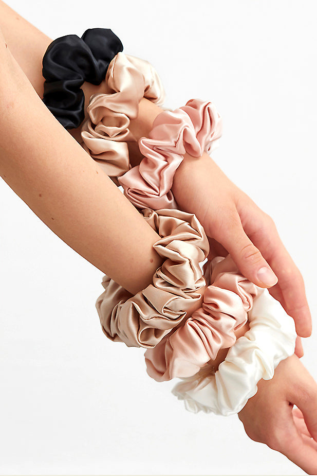 LARGE Silk Scrunchies - White - BASK ™