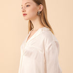 Silk PJs Shirt Dress in White - BASK™